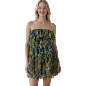 Princess Vera Wang Strapless Mini Dress, Tiered Ruffles, Paisley, Juniors Sz 5